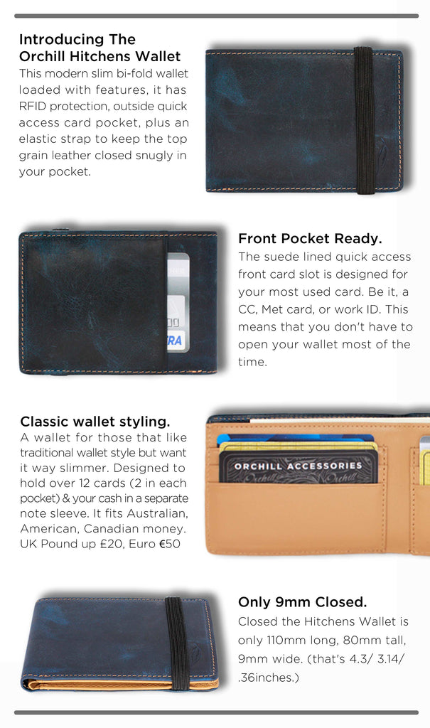 Orchill Concord Bi-Fold Money Clip Wallet Black/Sky
